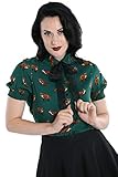 Hell Bunny Blusa Vixey Zorro Vintage Retro - Verde (XS)