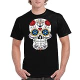 the Fan Tee Camiseta de Hombre Skull Calavera Mexico Halloween 041 XL