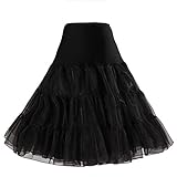 Boolavard® 50s Petticoat Vintage Retro Hoop Falda Falda Enagua para la Boda Vestido Nupcial Rockabilly de Novia (L-XL, Negro)