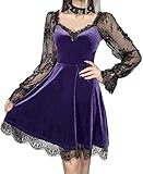 Mini vestido gótico con cuello de solapa para mujer, línea A, estampado punk, manga corta, columpio, Everak, vestido de cóctel, batería Lolita, atuendo con, 1 morado, XL