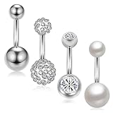 LJFEA Piercing cortante de Acero Inoxidable Piercing para el Ombligo Piercing Curvo Banana Baretta Piercing para Mujeres Piercing para Hombres Set de 4