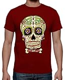 latostadora Camiseta Manga Corta Calavera Mexicana !!! para Hombre - Rojo XS - Ref. 427505-P