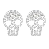 SUPERFINDINGS 2 Parches de Calavera de Hierro 3.9x2.9 Pulgadas,Aplique de Calavera Brillante con Pedrería para Coser O Planchar,Parche Punk de Calavera para Reparar Ropa como Vestidos,Pantalones