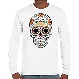 Camiseta Manga Larga de Hombre Skull Calavera Mexico Halloween 030 L