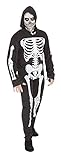 Rubies Disfraz Esqueleto para adulto, Jumpsuit impreso con capucha, Oficial Rubies para Halloween, Carnaval, Fiestas, Cumpleaños
