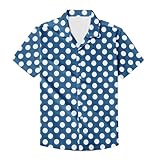 PinUp Angel Camiseta de manga corta con estampado de lunares y estampado de leopardo, Azul marino/flor y brillo, Medium