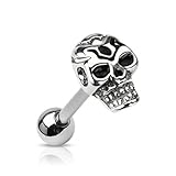 Blackama Cement - Piercing para lengua (acero inoxidable, diseño de calavera gótica, unisex)