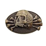 Xwest Hebilla de cinturón de calavera, Calavera de latón, 1.5 inch