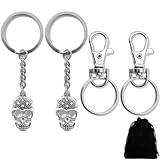 GENSMILE Llavero de Calavera para Hombres y Mujeres - 2 Piezas Llavero Metálico Retro en Forma de Calavera, Llaveros Creativos, Decoración Gótica para DIY, Regalo de Cumpleaños
