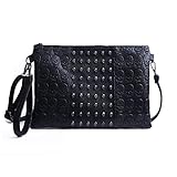 EVEOUT Bolso Bandolera Estampado de Calaveras Punk para Mujer Bolso de Hombro de Calavera Gótica de Cuero con Cadena/Cartera Larga para Mujer Modelo