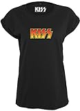 MERCHCODE Ladies Kiss tee Camiseta, Negro, L para Mujer