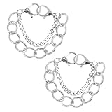 DEARMAMY 1 Juego Cadena De Zapatos Con Agujeros Encantos Del Zapato Punk Cadenas Para Zapatos Sandalias Sandals Cadena De Zapatos Con Hebilla Encantos De Zapatos De Metal Silver 2 Piezas