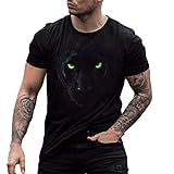 2022 Camiseta Hombre Verano Manga corta 3D Pantera negra animal Impresión Moda originales Camiseta Casual Talla grande T-shirt Blusas camisas Camiseta Cuello redondo suave básica Tops