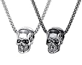 Weenkeey Conjunto de 2 esqueletos collar gótico punk rock hip hop colgante collar fresco encanto hombres colgante collar - negro - plata, metal