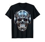 Calavera Auricular Arte Motivo Fantasía Gráfico Calavera Camiseta