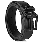 ITAY Cinturón de Cuero Negro Sin Metal - 110-120 cms - Hebillas Libres de Níquel Hipoalergénicas Y Indetectable bajo los Detectores de Metales