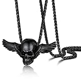 PROSTEEL Colgante Calavera Alas Gotico Rock Accesorio Halloween, Negro