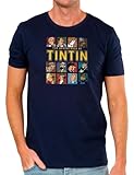 Camisetas EGB Camiseta Adulto/Niño Las Aventuras De Tintín Ochenteras 80´s Retro Comic Tallas Especiales (Marino, L)
