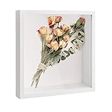 heavenlife Marcos con Profundidad, Marco de Fotos de Caja de Sombra 3D, Marcos para Cuadros 3D para Mesa y Pared, Cuadro Vitrina para Medalla Manualidades Recuerdo Flor (Blanco 22x22cm)