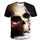 Camisetas de Calavera para Hombre Camisetas de Manga Corta 3D 5XL para Hombres Camiseta de Calavera Niño 5XL para Hombres L
