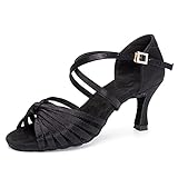 RUYBOZRY Zapatos de Baile Latino Mujer Zapatos de Baile de Salón de Salsa de Baile,1219ZS-Negro-7.5,EU37