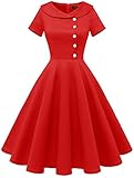 Wedtrend Vestido de cóctel para mujer, estilo rockabilly, vestido de noche, corto, vintage, para mujer, rojo, S