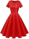 Wedtrend, Vestido de cóctel para mujer, rockabilly, vestido de noche, corto, estilo vintage, años 50, rojo, XS