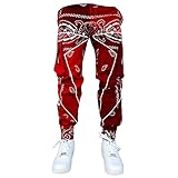 Pantalones Harem de Camuflaje para Hombre Pantalones Casuales Hombres Sueltos de Cargo con Bolsillos Pantalones Deportivos de Baile Hip Hop Punk de Hombre S-5XL(Rojo,3XL)
