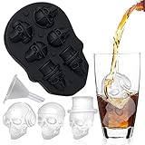 FainFun Cubitos Calavera, 3D Molde Calavera Grande, Moldes Silicona Calavera, Cubitos de Hielo Grandes, Ponche de whisky y frutas DIY (L)