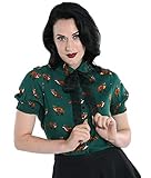 Hell Bunny Blusa Vixey Zorro Vintage Retro - Verde (XS)