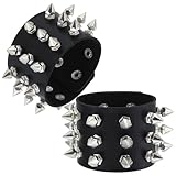 PEOVLVN 2 unidades de pulsera de piel punk para hombre, pulsera punk, pulsera de cuero negro, pulsera gótica, unisex, punk, para festival de música, fiestas, fiestas de disfraces, conciertos