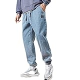 WJANYHN Jeans Pantalones de Talla Grande para Hombre Pantalones de corsé de Cintura elástica Plus Fertilizer Plus para Hombre Pantalones Casuales Sueltos