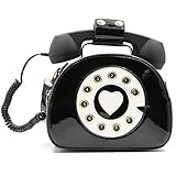 QiMing Retro teléfono de marcación Crossbody bolso de hombro, Pu móvil micrófono monedero para las mujeres