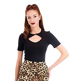 Ro Rox Eva Blusa Vintage Pinup Retro Rockabilly 1950 Formal Oficina - Negro (2XL)