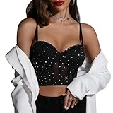 FFWTPY Top Mujer Sexy Corto Tops Slim fit Camisole sin Vientre Verano Camisola Sujetador con Tirantes Ajustables Moda Casual Streetwear para Fiesta Clubes (Negro/S)