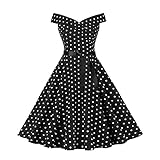 Vestido Mujer Vintage 50 Rockabilly Pin Up Elegante Vestidos de Noche Cóctel Chic sin Mangas Retro Impreso Lunares Fiesta Swing Dress 2023 Otoño Invierno, L- Negro, L