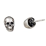 ZLING Pendientes De Tuerca De Calavera Gótica De Plata De Ley 925 para Hombre, Pendientes De Plata 925 Punk Creativos, Joyería De Aleta De Oreja De Calavera