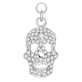 ZS Piercing de ombligo de plata de ley 925 con diseño de calavera de 14 g para mujer, piercing de ombligo curvado inverso, joyería corporal, Cobre Cristal, Circonia cúbica