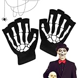 Guantes de esqueleto para niños,Guantes de hueso de calavera,Guantes de calavera de ciclismo para niños de Halloween | Guantes de calavera que brillan en la oscuridad para carnaval, disfraces, fiesta