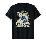 Silueta de animal de Halloween gótico rock punk calavera zarigüeya Camiseta