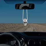Cobee Adorno colgante de calavera de Halloween, colgantes de espejo retrovisor para coche, accesorios interiores de automóviles, decoraciones de Halloween para suministros de fiesta (calavera)