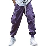 Techwear - Pantalones holgados para hombre, estilo punk, pantalones tácticos, hip hop, jogger, cargo, pantalones de cargo, harén, ropa de trabajo, sueltos, pantalones de trabajo para niños, morado,