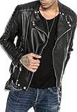 Red Bridge Chaqueta Guateada Manga Larga para Hombre Cuero sintético (XXL, Negro)