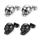 ZKGYUS Halloween Carnival Skull Piercing Pendientes de hombre Pendientes de calavera de acero inoxidable Hip Hop Punk Jazz Pendientes de acero inoxidable Punk