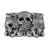 Hebilla de cinturón de calavera punk para hombre, cabeza de calavera 3D de plata antigua, cabeza de fantasma gótico, día del padre, día de Navidad, regalo para hombres y mujeres, 2