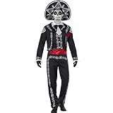 Day of the Dead Se?or Bones Costume, with Jacket, Trousers, Mock Shirt & Hat, (L)