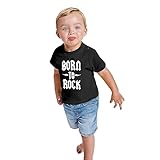 Camiseta Born to Rock para Bebés - Camiseta rockera Nacido para rockanrolear niños y niñas (6 Meses, Negro)