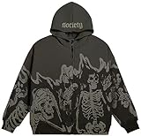 Silver Basic Sudadera con Cremallera Esqueleto Y2K para Hombre/Mujer Chaqueta Vintage Grunge Punk Sudadera Gótica con Estampado de Calaveras XL,Gris-1