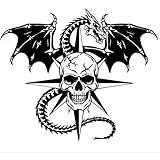Pegatina Personalizada Troquelada – Calavera con Dragón – Vinilo Adhesivo Resistente al Agua – Sin Fondo – Sticker Decorativo para Coche, Moto, Portátil, Casco y Más (Negro, 13 x 11 cm)