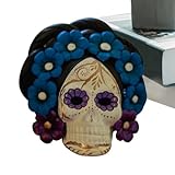 Decoración de calavera mexicana, escultura de calavera mexicana, adorno de calavera de flor de resina, estatua de esqueleto de cabezas humanas para decoración del hogar, mesa de Halloween